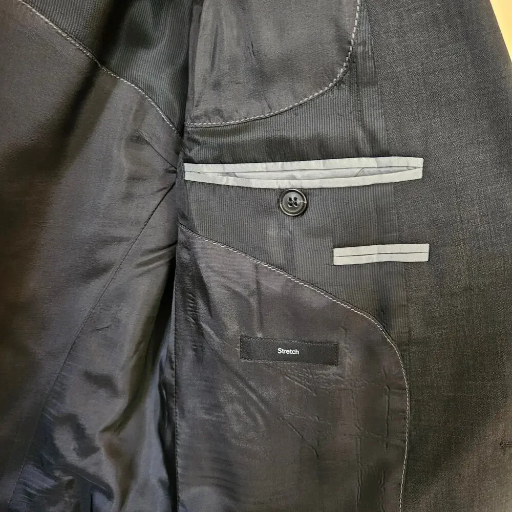 Hugo Boss Men's Slim Fit Wool Sports Coat Size 40L Huge/Genius Stretch Charcoal